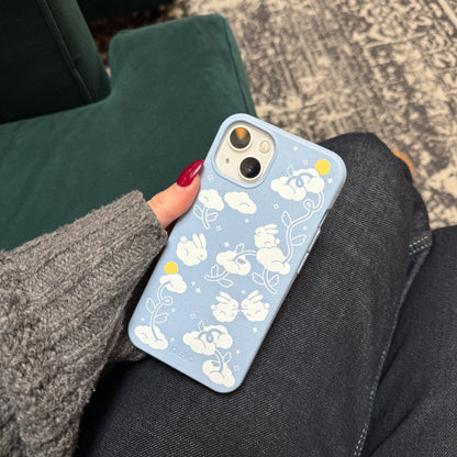 Powder Blue Fluffy Flower iPhone 17 Pro Case