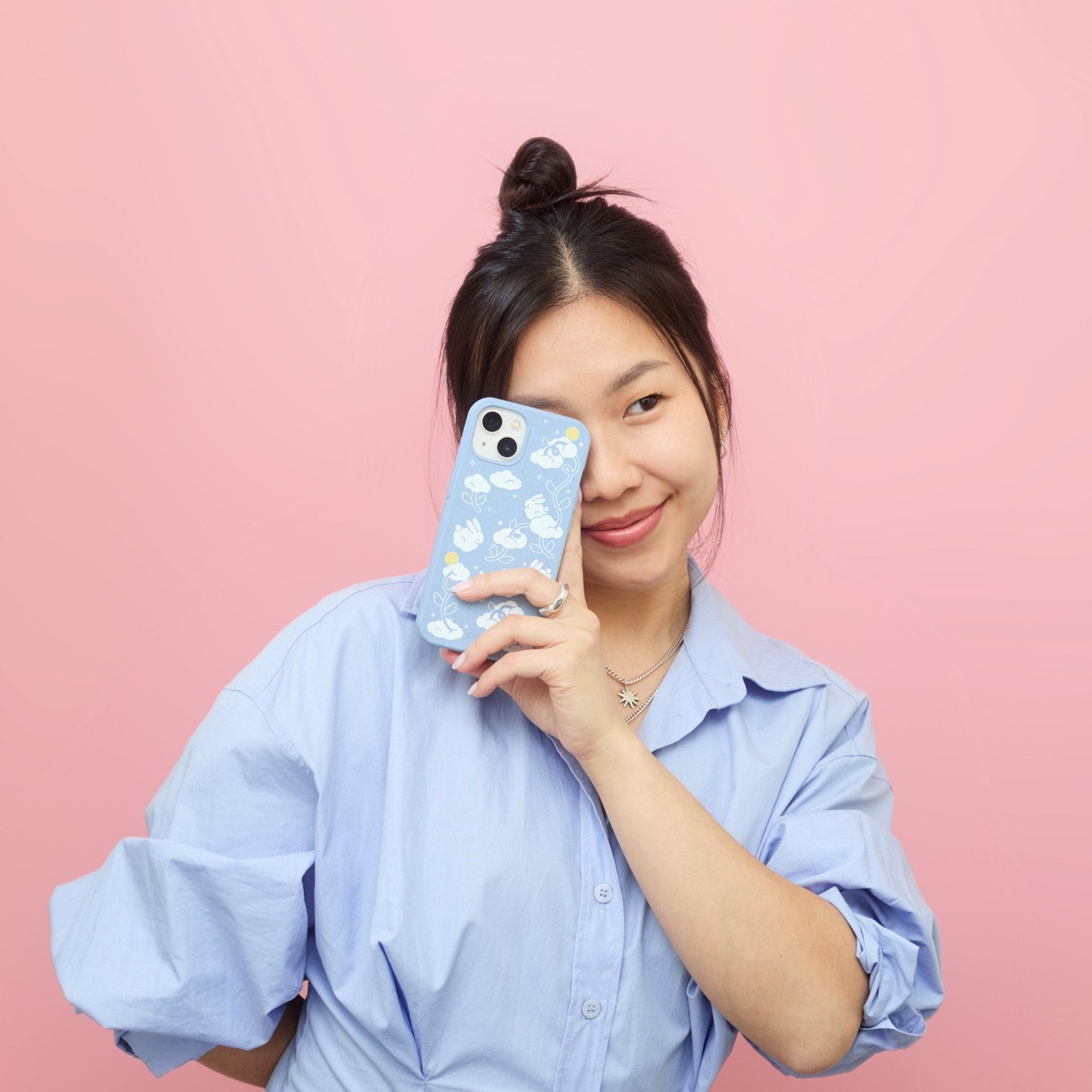 Powder Blue Fluffy Flower Google Pixel 10/10 Pro Case