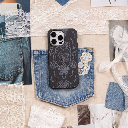Black Studded Swan iPhone 17 Case