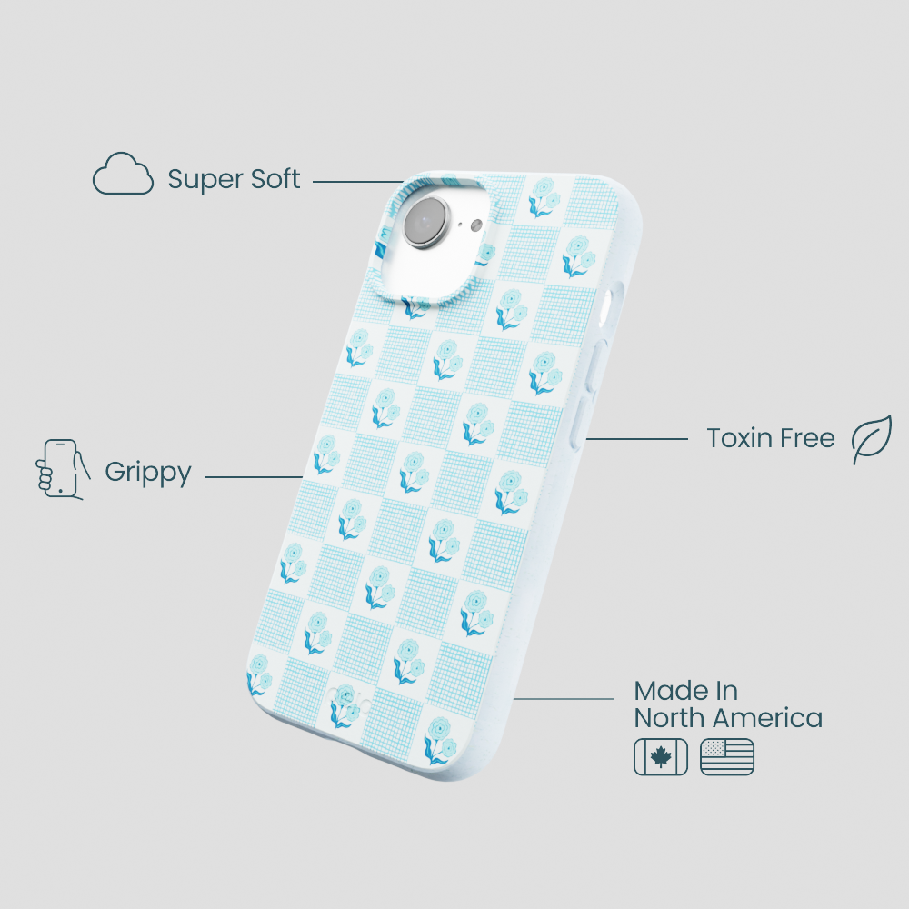 Powder Blue Garden Grid iPhone 16e/17e Case