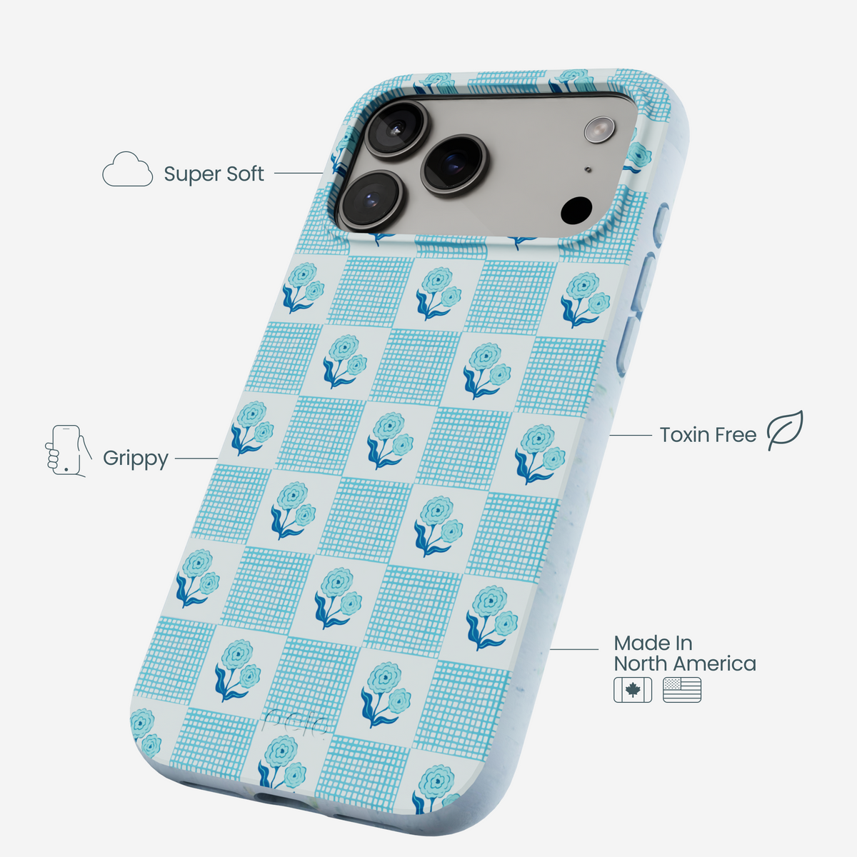 Powder Blue Garden Grid iPhone 17 Pro Max Case