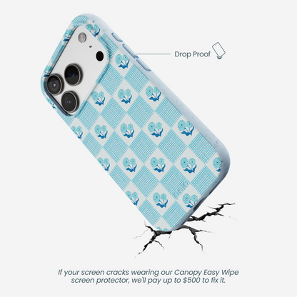 Powder Blue Garden Grid iPhone 17 Pro Case