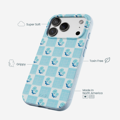 Powder Blue Garden Grid iPhone 17 Pro Case