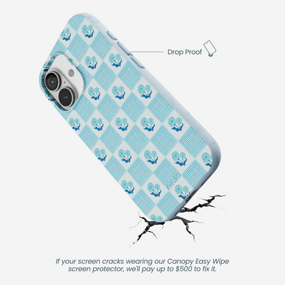 Powder Blue Garden Grid iPhone 17 Case