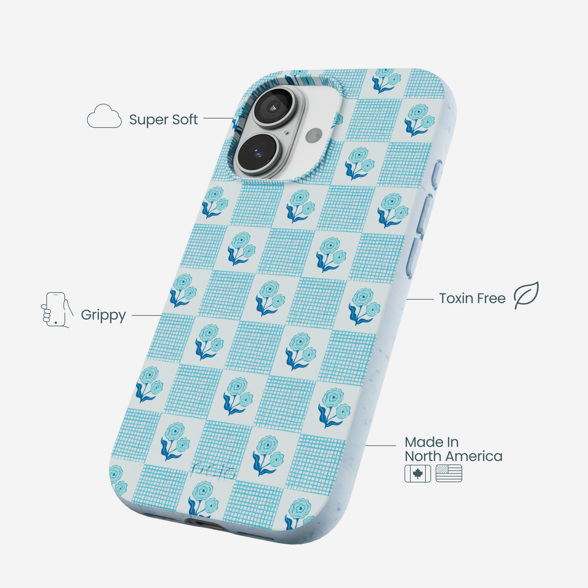 Powder Blue Garden Grid iPhone 17 Case
