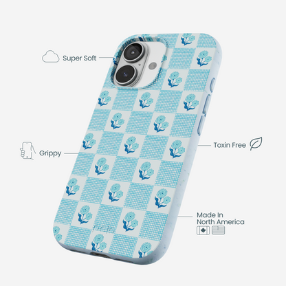 Powder Blue Garden Grid iPhone 17 Case