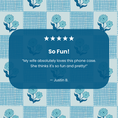 Powder Blue Garden Grid iPhone 17 Pro Case