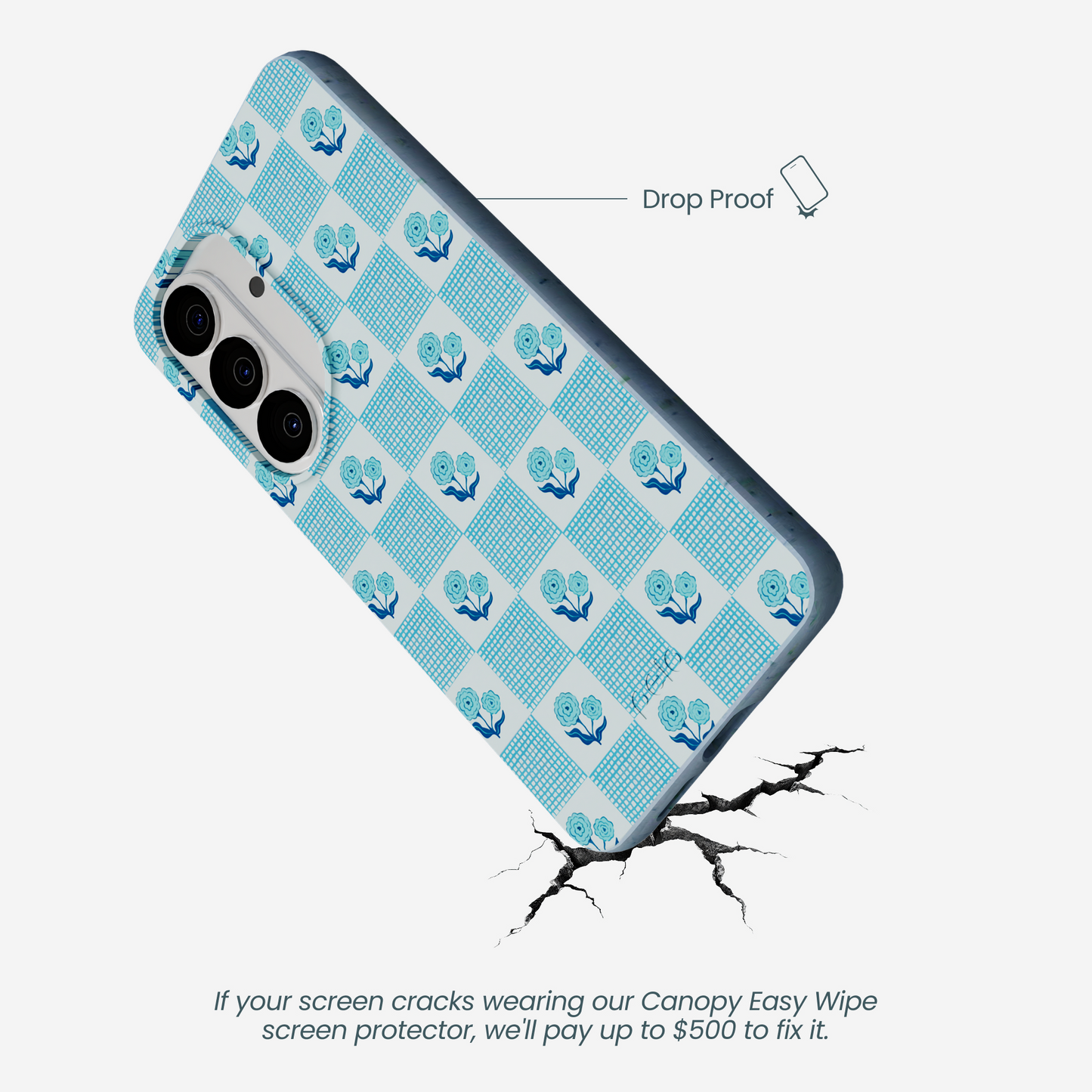 Powder Blue Garden Grid Samsung Galaxy S26 Case
