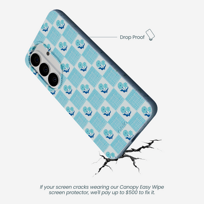 Powder Blue Garden Grid Samsung Galaxy S26 Case