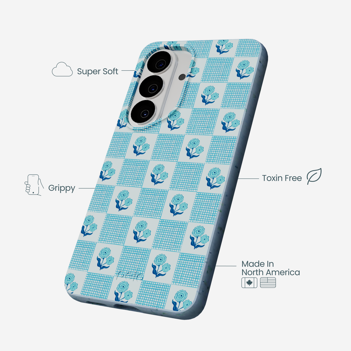 Powder Blue Garden Grid Samsung Galaxy S26 Case