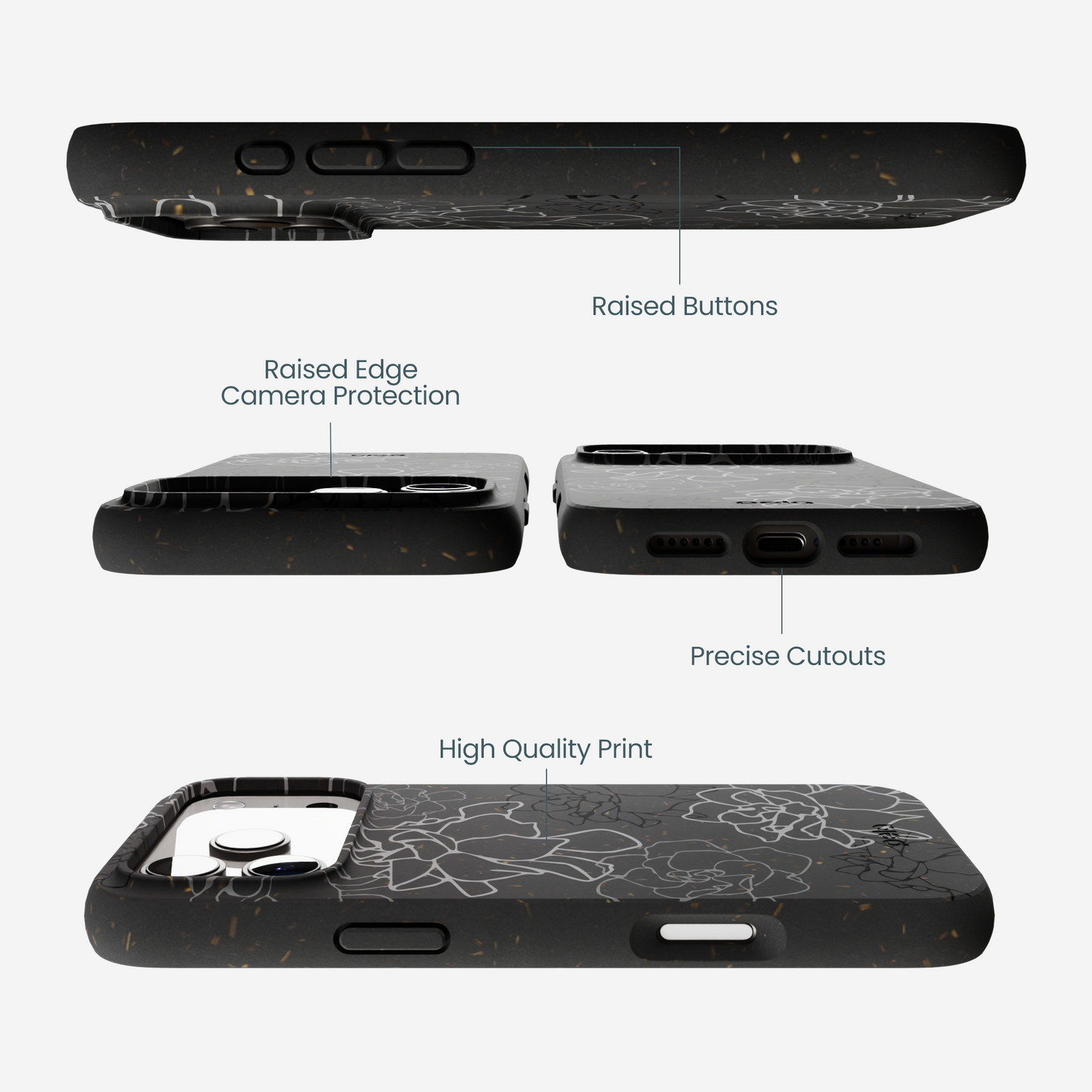 Black Gardenia Lines iPhone 17 Pro Max Case