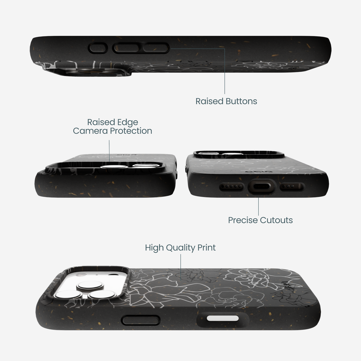 Black Gardenia Lines iPhone 17 Pro Case