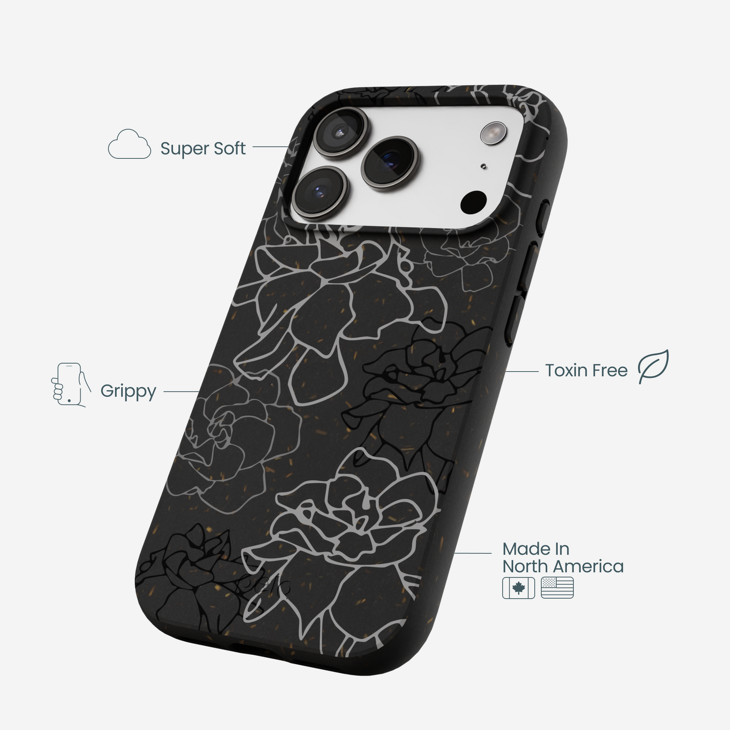 Black Gardenia Lines iPhone 17 Pro Case