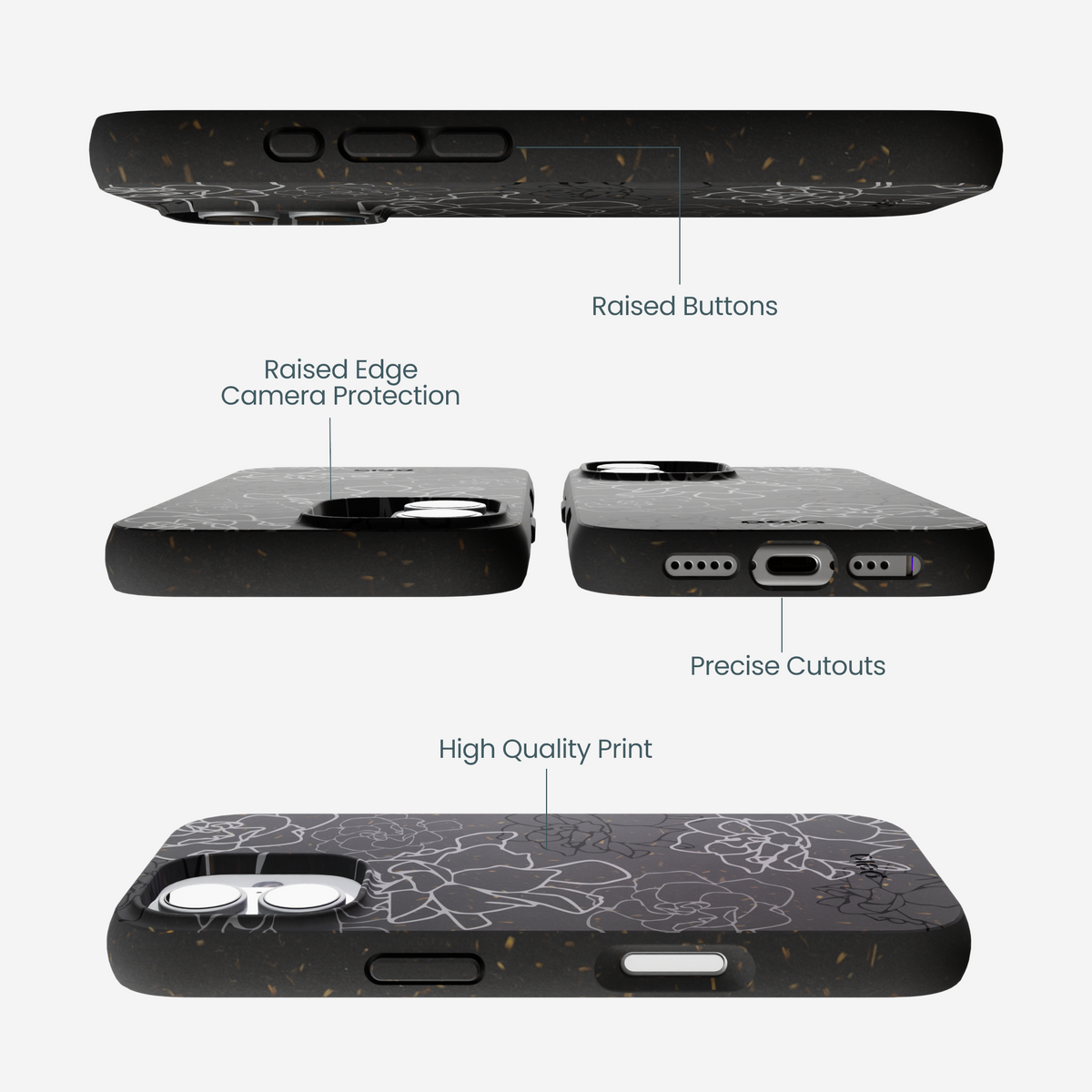 Black Gardenia Lines iPhone 17 Case
