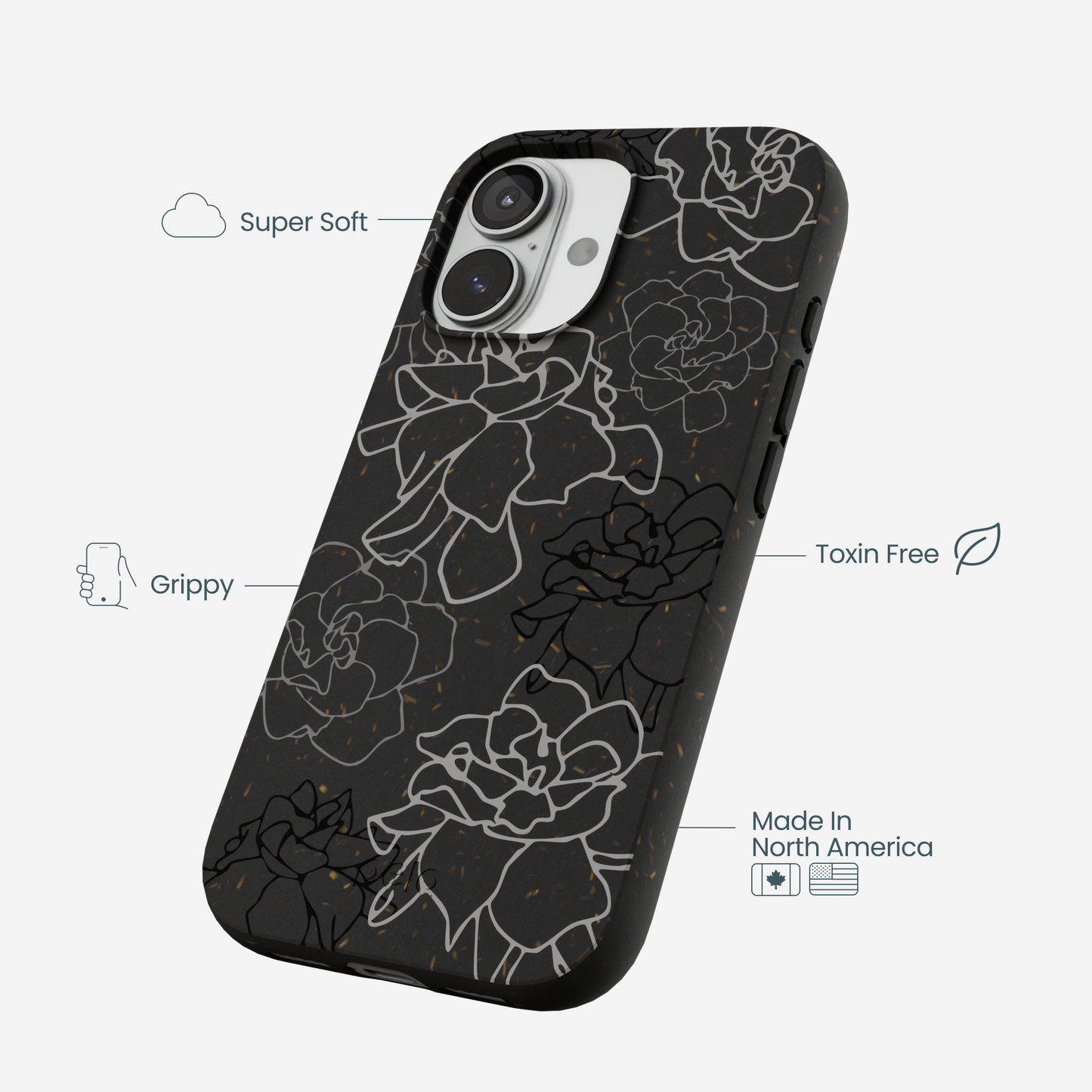 Black Gardenia Lines iPhone 17 Case