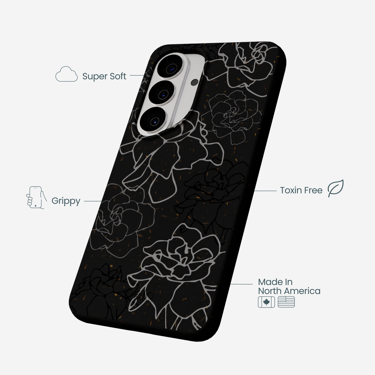 Black Gardenia Lines Samsung Galaxy S26 Case