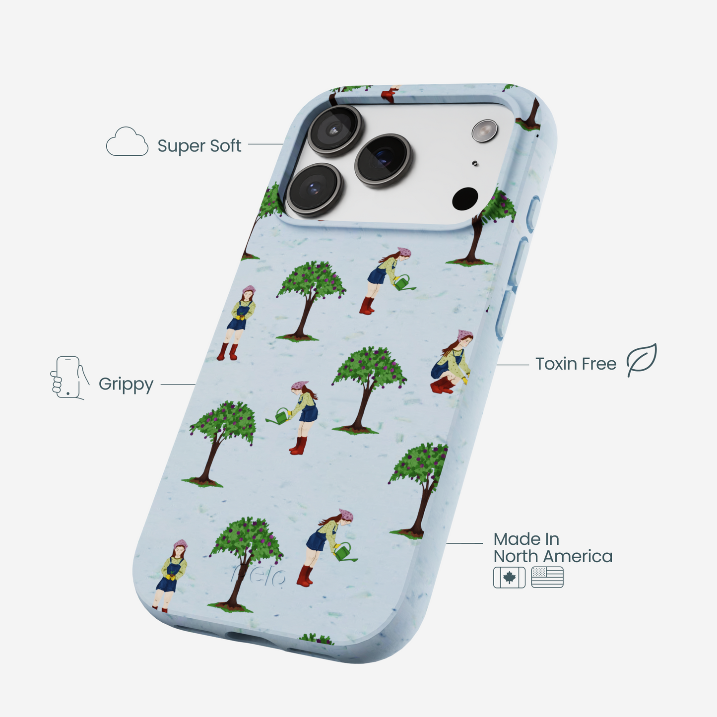 Powder Blue Gardening Girl iPhone 17 Pro Case