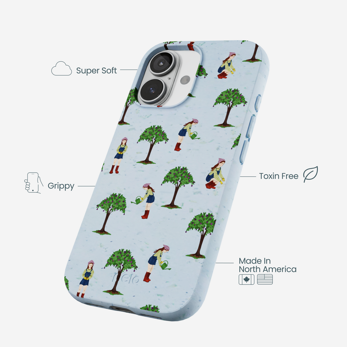 Powder Blue Gardening Girl iPhone 17 Case