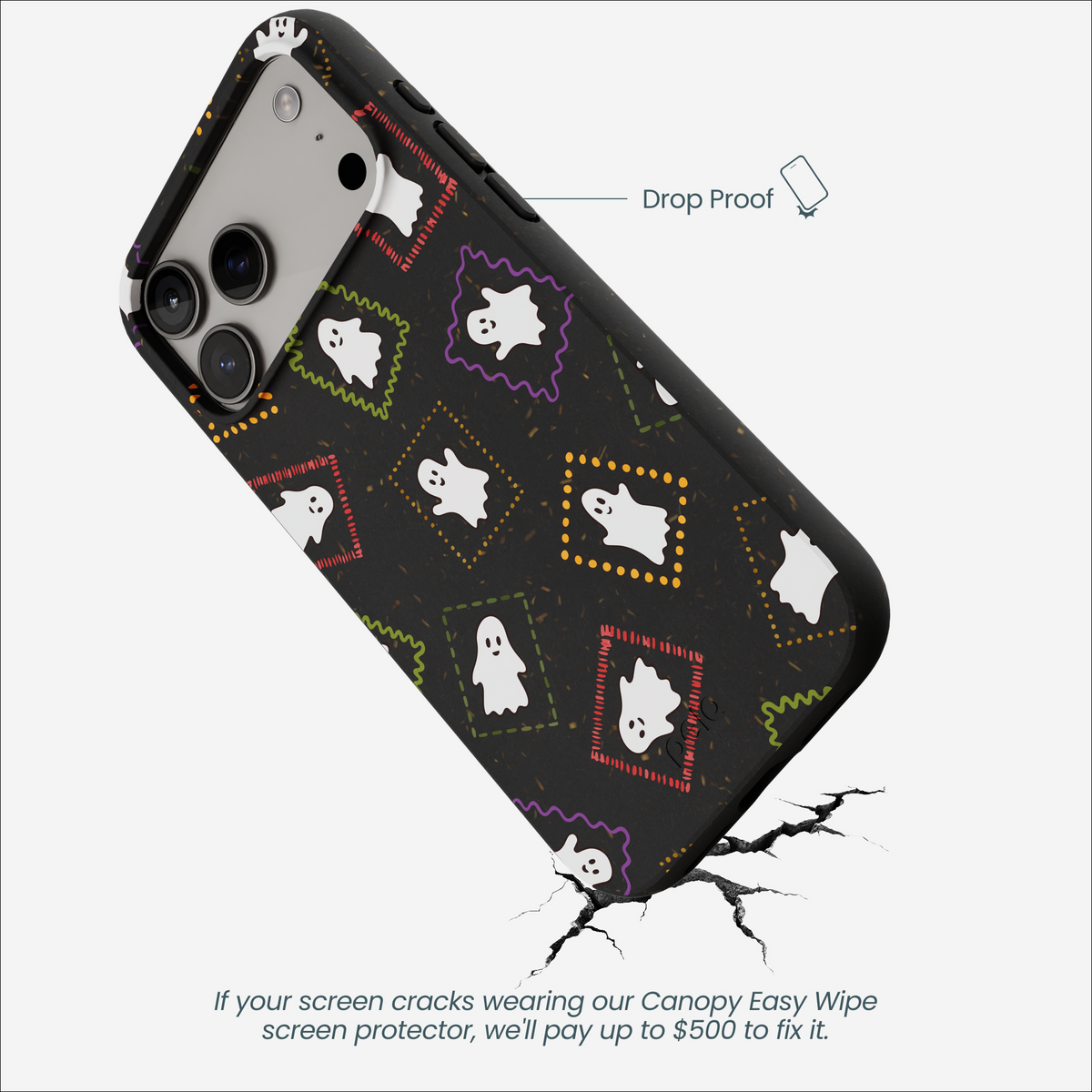 Black Ghost Stamps iPhone 17 Pro Max Case