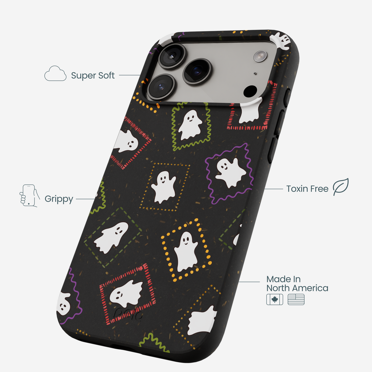 Black Ghost Stamps iPhone 17 Pro Max Case