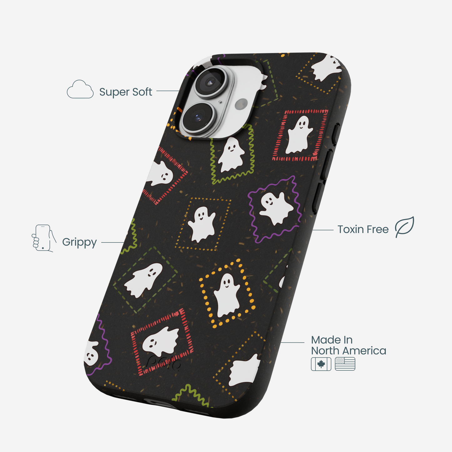 Black Ghost Stamps iPhone 17 Case