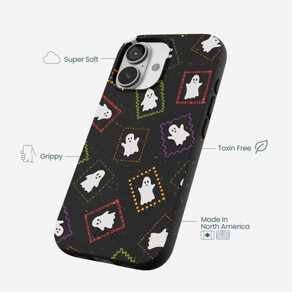 Black Ghost Stamps iPhone 17 Case