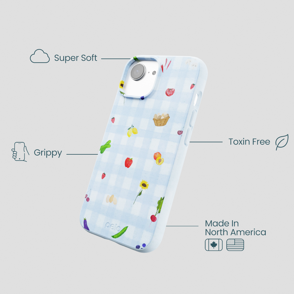 Powder Blue Gingham Farmhouse iPhone 16e/17e Case