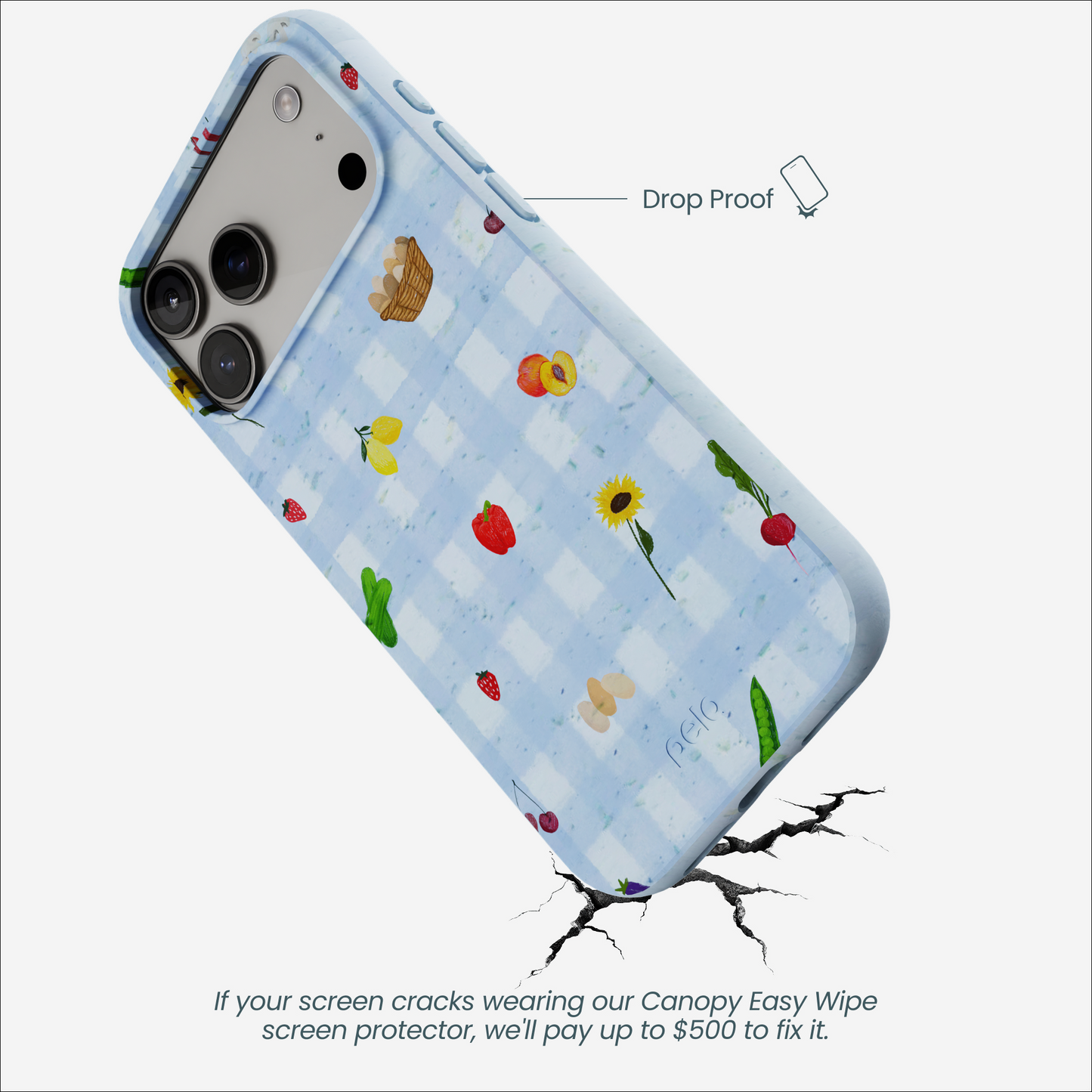 Powder Blue Gingham Farmhouse iPhone 17 Pro Max Case