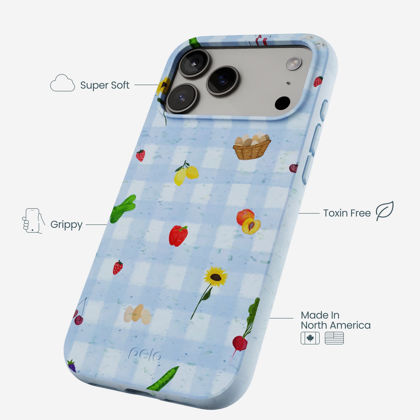 Powder Blue Gingham Farmhouse iPhone 17 Pro Max Case