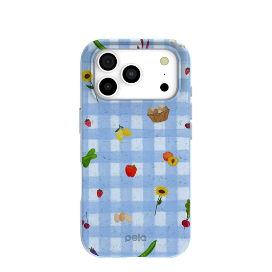 Powder Blue Gingham Farmhouse iPhone 17 Pro Case