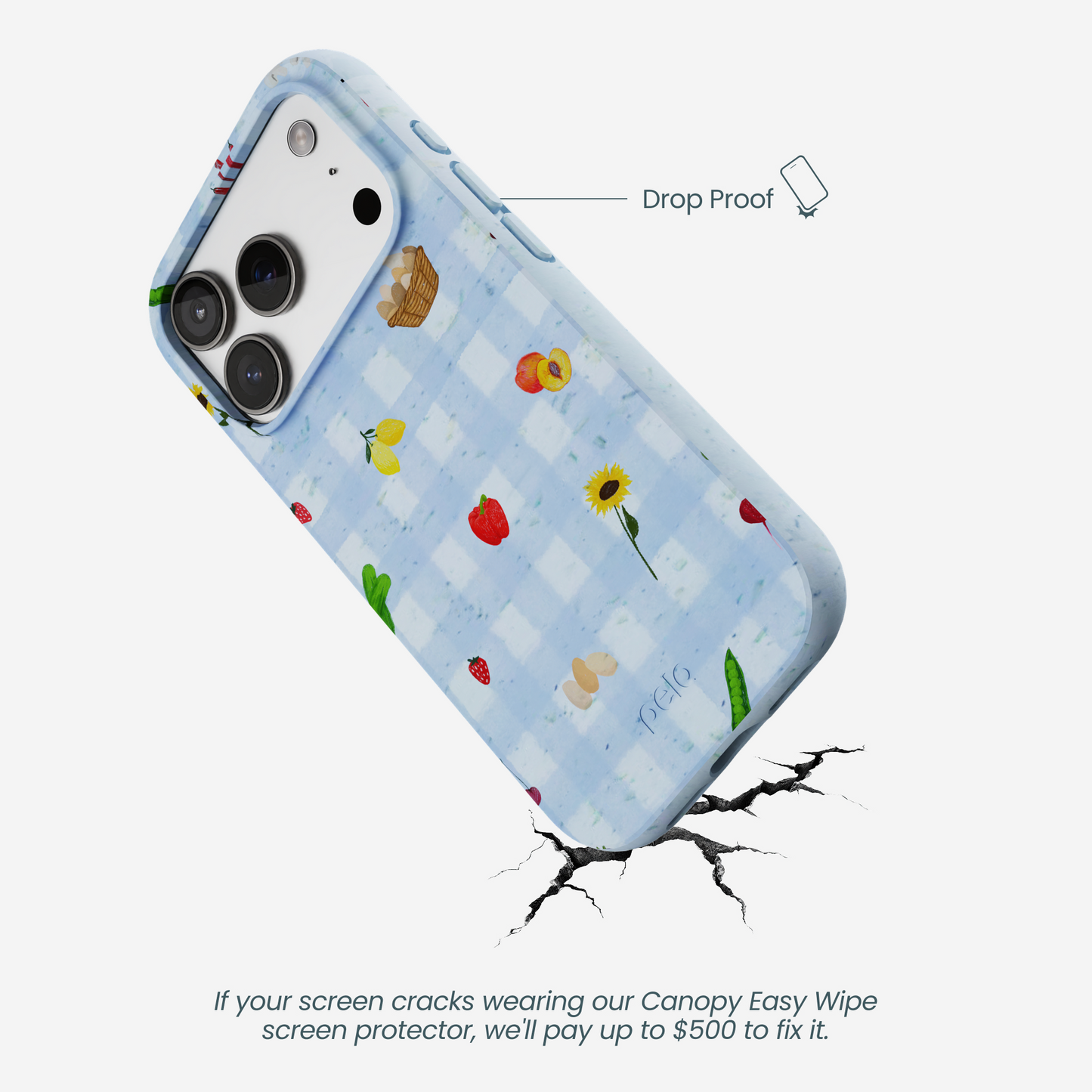 Powder Blue Gingham Farmhouse iPhone 17 Pro Case