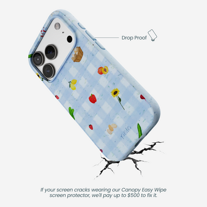 Powder Blue Gingham Farmhouse iPhone 17 Pro Case