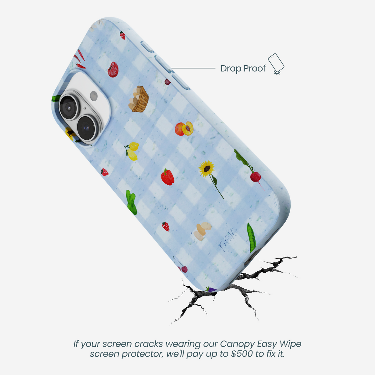 Powder Blue Gingham Farmhouse iPhone 17 Case