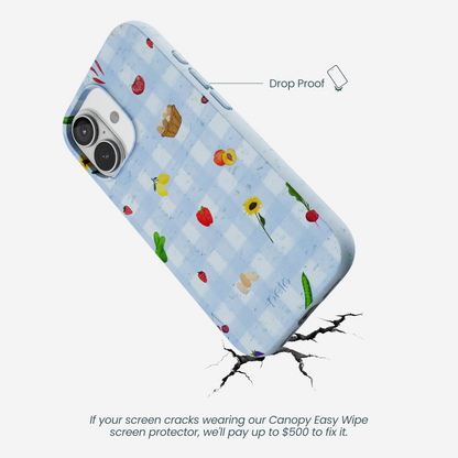 Powder Blue Gingham Farmhouse iPhone 17 Case
