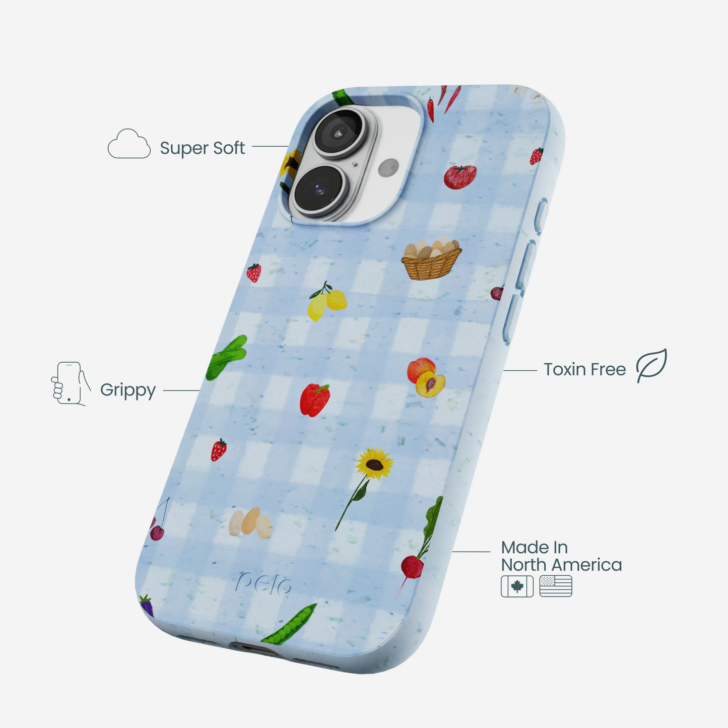 Powder Blue Gingham Farmhouse iPhone 17 Case
