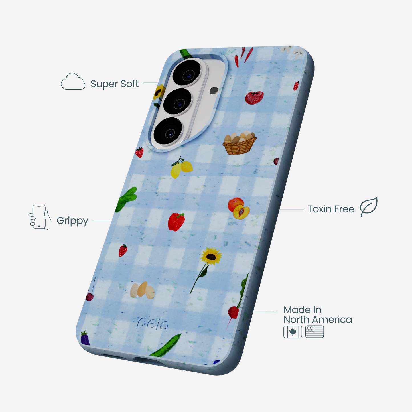 Powder Blue Gingham Farmhouse Samsung Galaxy S26 Case