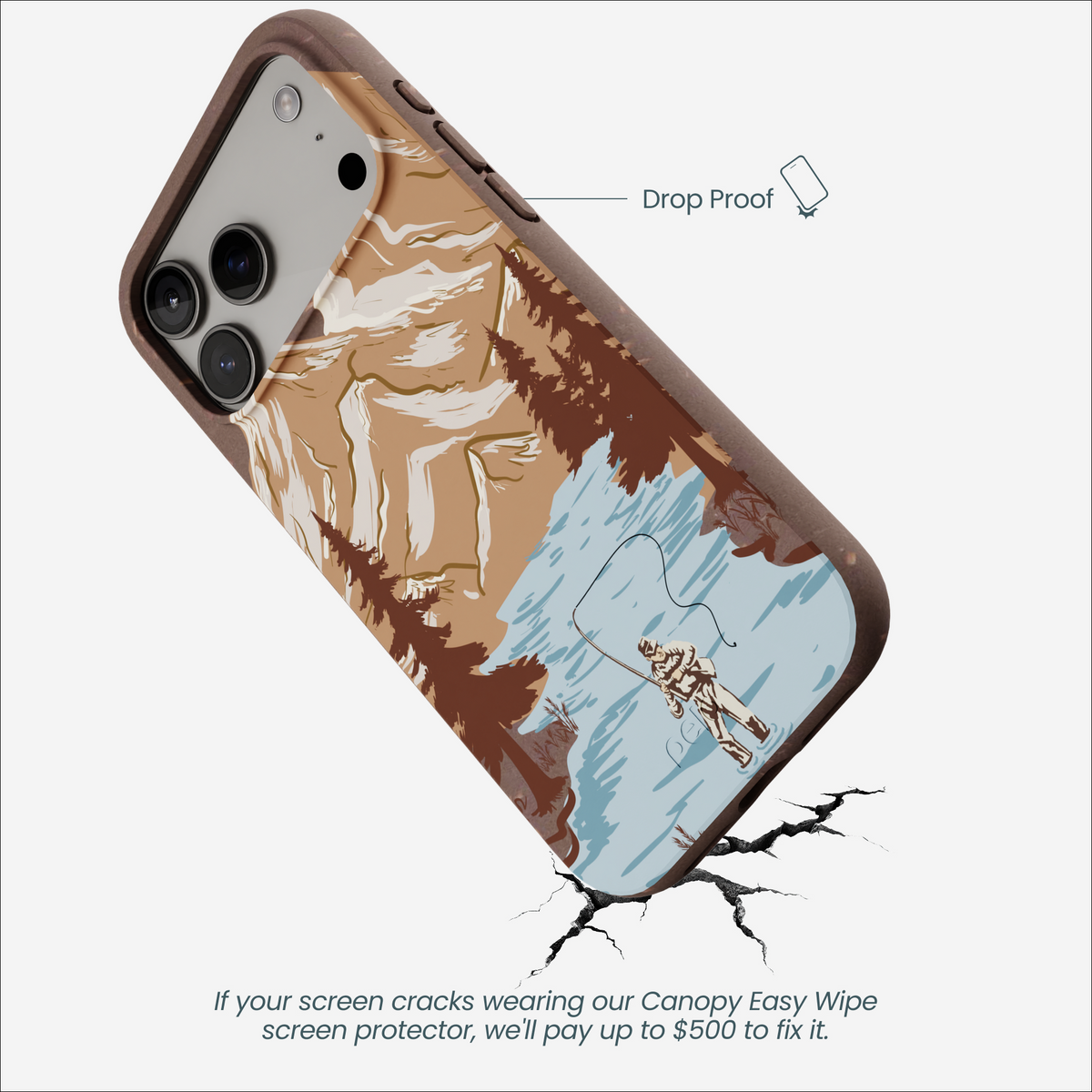 Chocolate Brown Gone Fishing iPhone 17 Pro Max Case