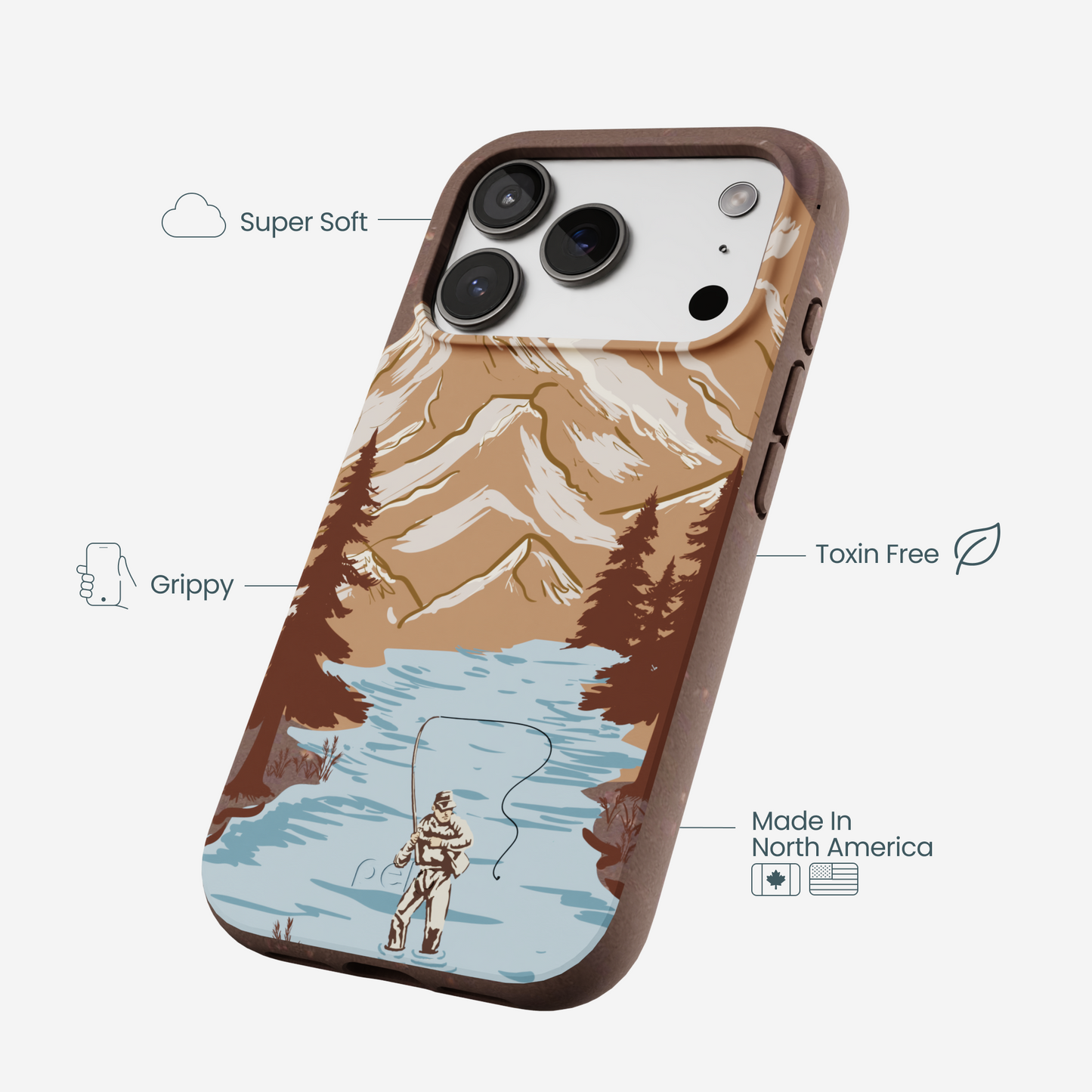 Chocolate Brown Gone Fishing iPhone 17 Pro Case