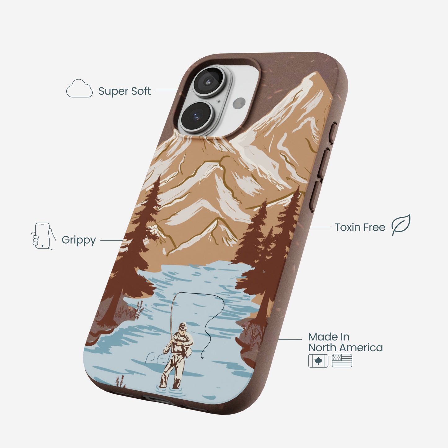 Chocolate Brown Gone Fishing iPhone 17 Case