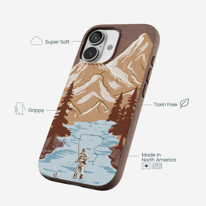 Chocolate Brown Gone Fishing iPhone 17 Case