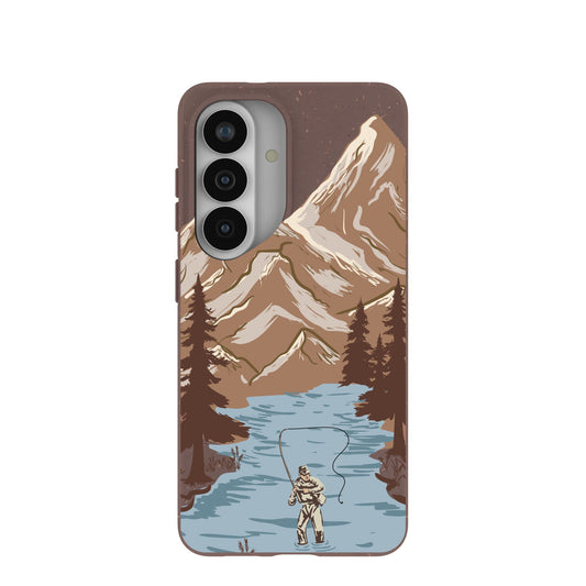 Chocolate Brown Gone Fishing Samsung Galaxy S26 Case