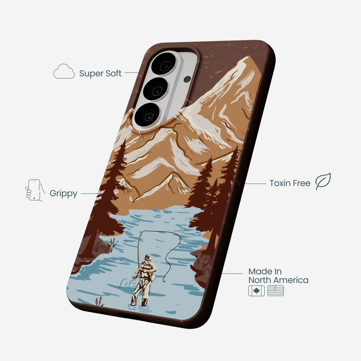 Chocolate Brown Gone Fishing Samsung Galaxy S26 Case