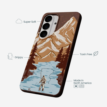 Chocolate Brown Gone Fishing Samsung Galaxy S26 Case
