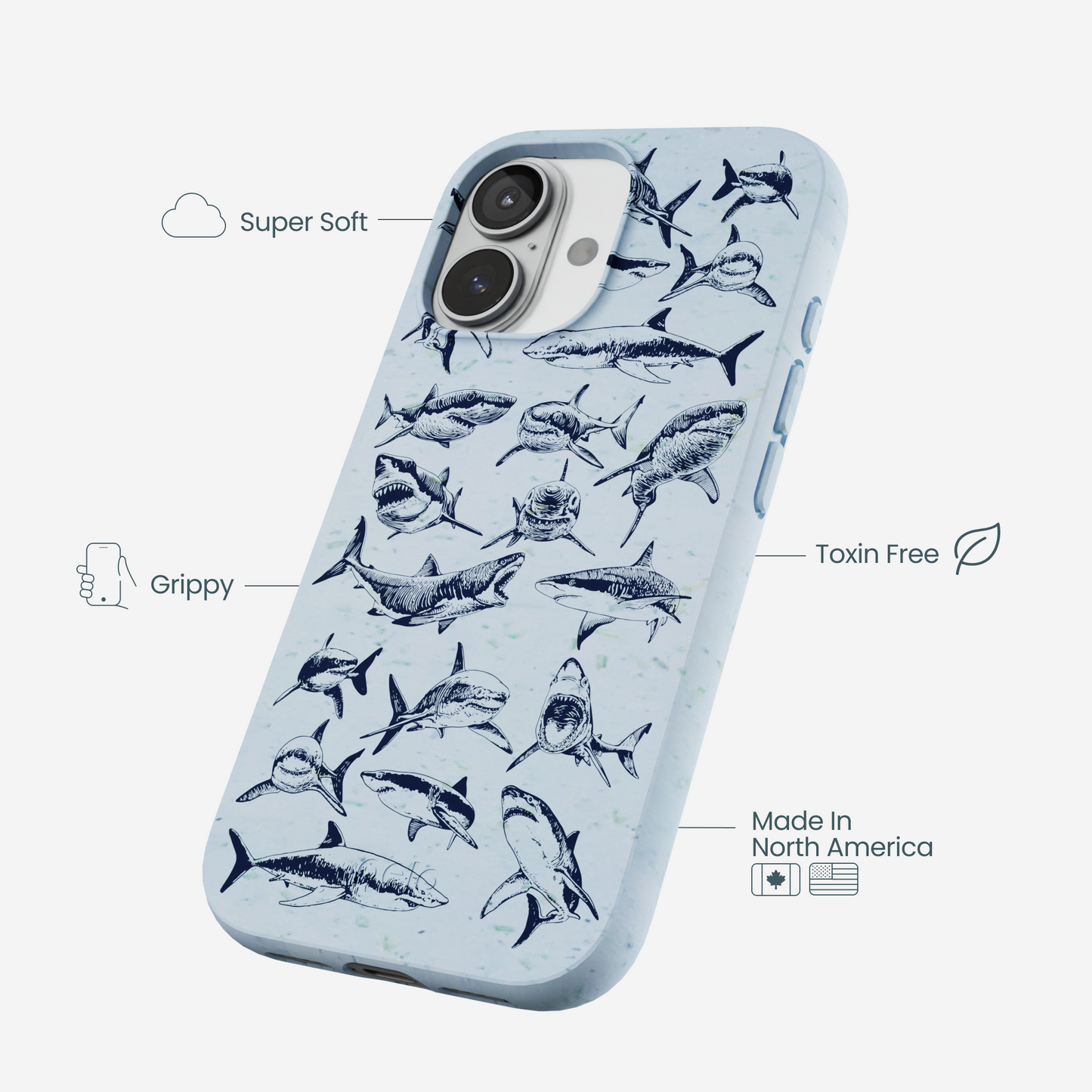 Powder Blue Great White iPhone 17 Case