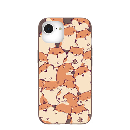 Chocolate Brown Happy Hamsters iPhone 16e/17e Case