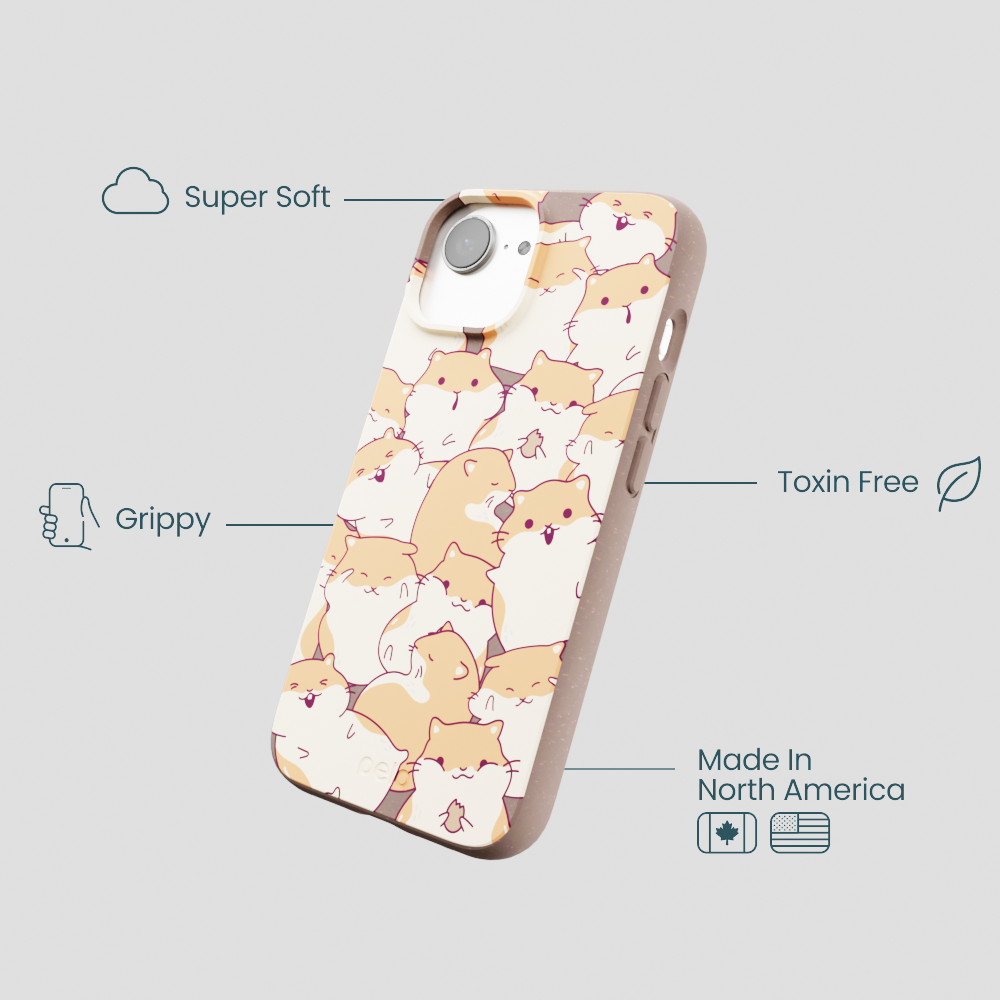 Chocolate Brown Happy Hamsters iPhone 16e/17e Case
