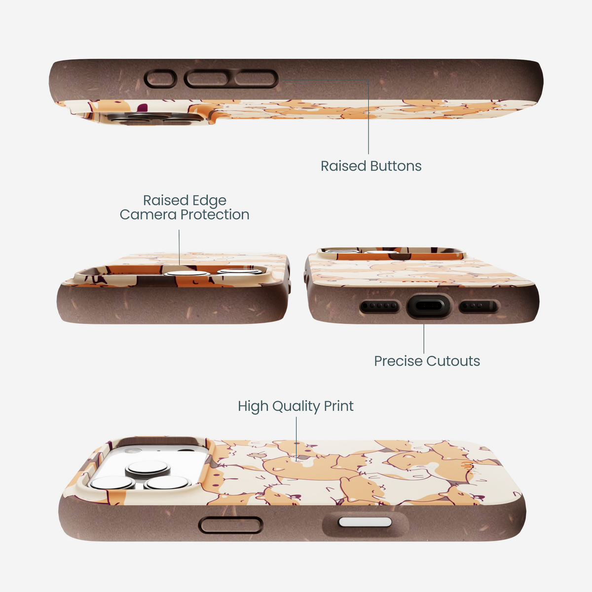 Chocolate Brown Happy Hamsters iPhone 17 Pro Case