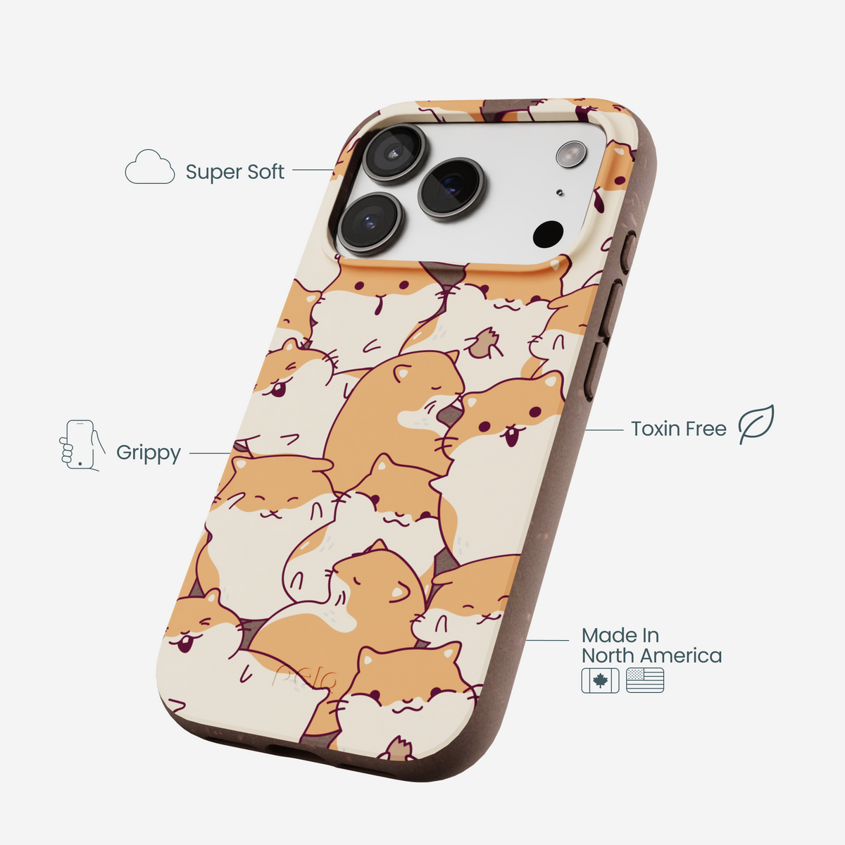 Chocolate Brown Happy Hamsters iPhone 17 Pro Case