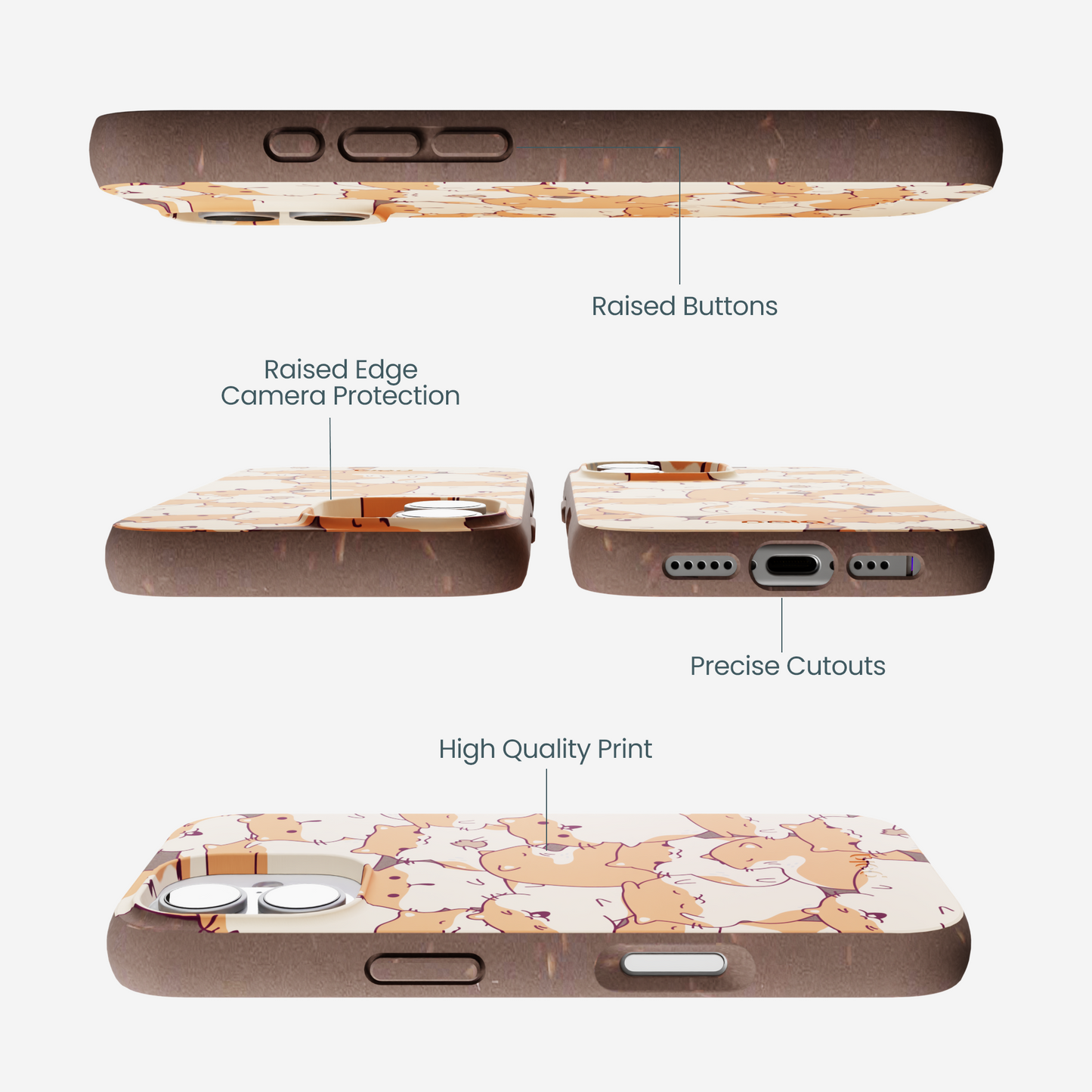 Chocolate Brown Happy Hamsters iPhone 17 Case