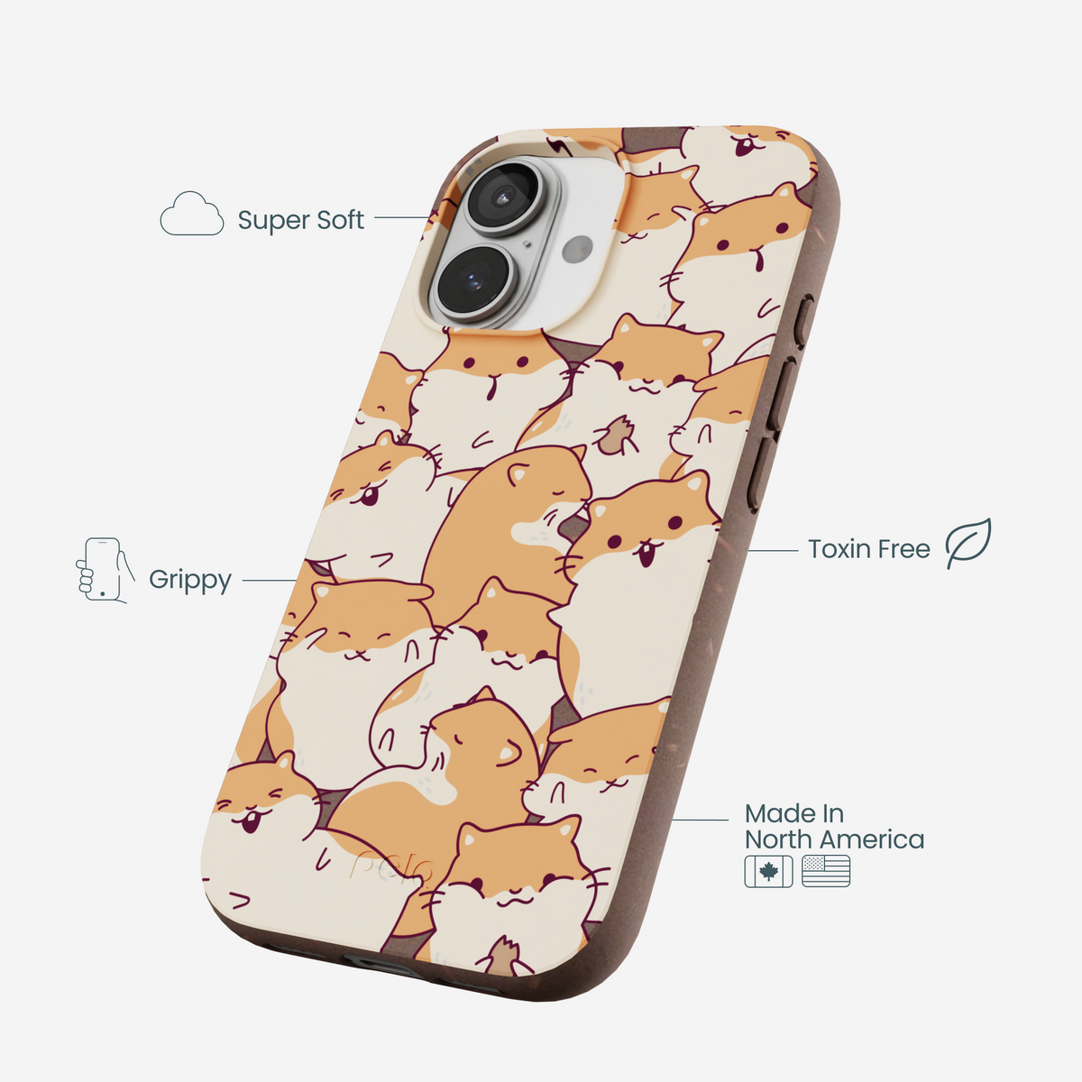 Chocolate Brown Happy Hamsters iPhone 17 Case